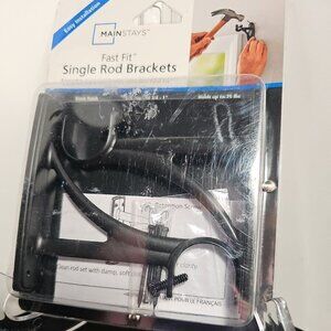 3/4"-1" Black Fast Fit™ Easy Install Single Curtain Rod Brackets, by Mainstays